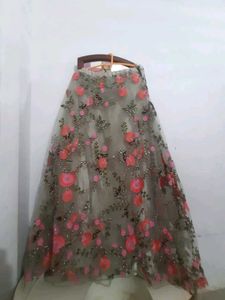 Floral Embroidered Tulle Skirt