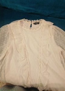 Lace Trimmed Chiffon Blouse