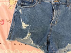 Extensive Ripped Denim Shorts