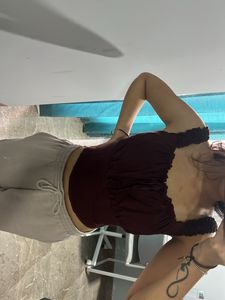 Burgundy Ruched Crop Top