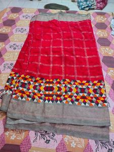 Red Geometric Saree