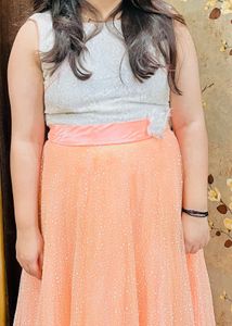 Peach Sparkle Ponchu Dress