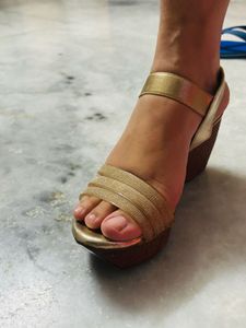 Elegant Gold Wedge Heel Sandals