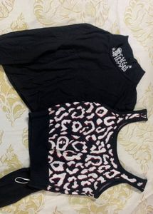 Leaped Print And Black Top