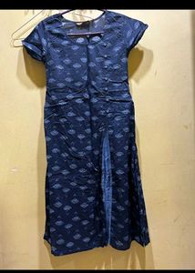 Navy Blue Printed Kurta