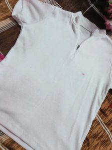 White T-Shirt with Zipper