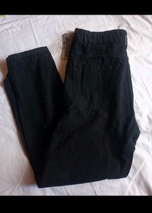 High Waist Straight Roadster Branded Black Jeans