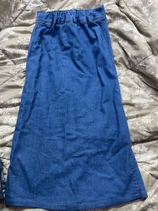 Long Blue Denim Skirt