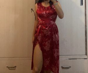 Dressberry Red Floral Slit Dress