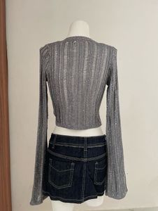 Shimmering Tie-Front Cardigan