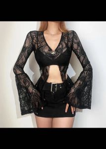 Goth Bell Sleeves Lace Top From Newme