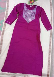 Embroidered Magenta Kurti