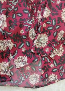 Floral Print Blouse With Attached Shrug