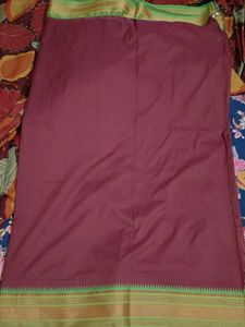 Striking Maroon Saree with Bold StripedGreen Pallu