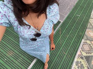 Floral Wrap Dress - Light Blue
