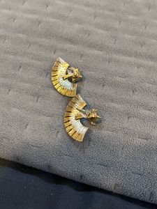 Gold &amp; Teal Egyptian Earrings