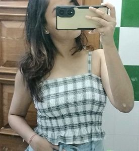 Plaid Ruffle Crop Top