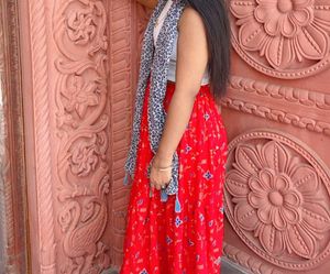Red Floral Print Long Skirt In New Condition...