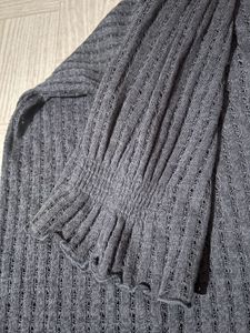 Crochet Style Open Front Charcoal Color Top