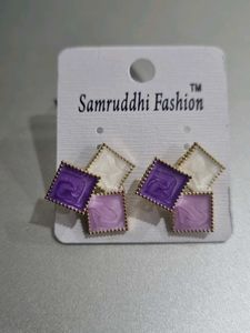 Purple Square Stud Earrings