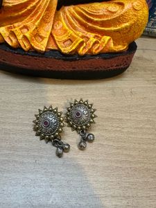 Voylla Oxidized Silver Earrings