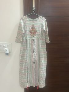Striped Embroidered Kurta