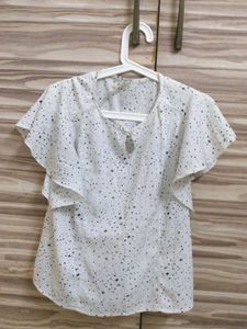 Star Print Ruffle Top