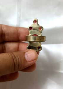 Coral And Garnet  Gemstone Statement Ring