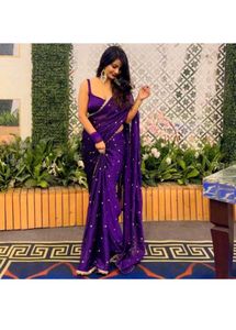 Elegant Purple Saree with Embellishments