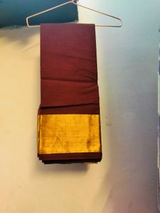 Brand New South Cotton Saree With Gold Border
