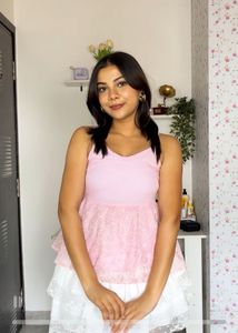 Pink Lace Peplum Top