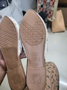 White Embroided Flats