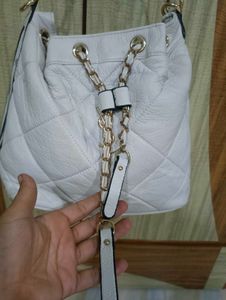YSL White Quilted Handbag