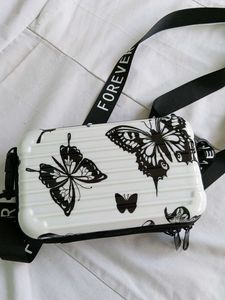 White And Black Butterfly Print Slingbag 👜