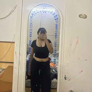 Black Square Neck Crop Top
