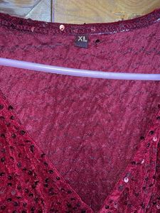 Velvet Red Sequin Evening Gown For Party