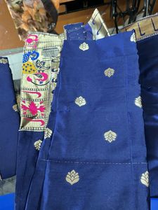 Navy Blue Silk Blend Pants Kurta With Dupptta