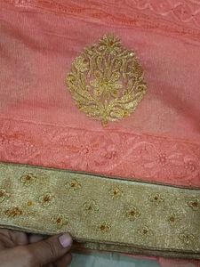 Soft Supernet Saree With Jari Thread Work N Stone