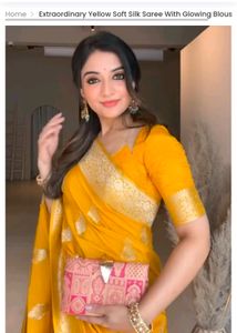 ExtraordinaryYellow Saree With Glowing Blouse Ps
