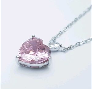 Pink Crystal Heart Pendant Necklace