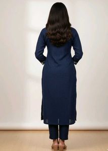 Elegant Navy Blue Embroidered Kurta Set