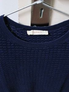 Navy Blue Textured Knit Top