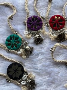 Jute &amp; Shisha Mirror Pendant Necklace