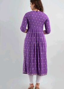 MARISY Women  Printed Kurtha (Purple)