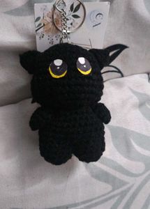 Crochet Cat Plush Toy Keychain