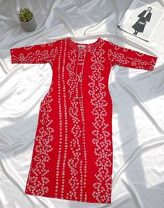 Elegant Red Bandhani Print Kurta
