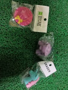 Cute Eraser, Sharpener and pencil head Set