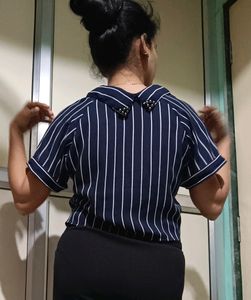 Striped Casual Crop Shirt