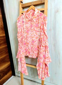 Floral Ruffle Sleeve Blouse size-46