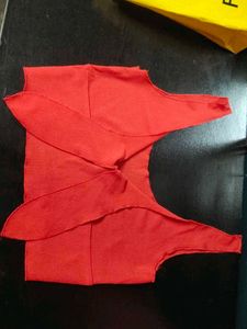 Red Front Knot Crop Top